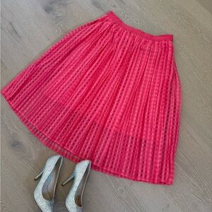 Elle Vibrant pink sheer seersucker Midi Skirt